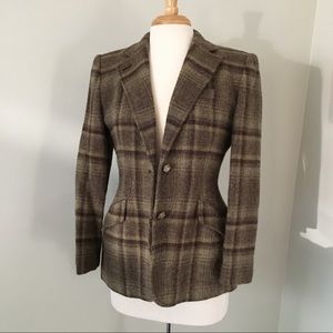 Ralph Lauren Wool Plaid Two Button Blazer
